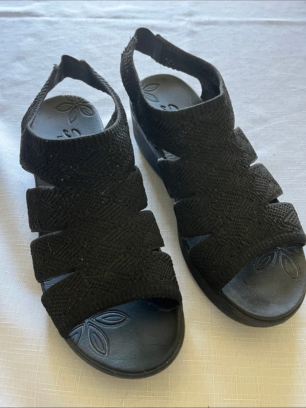 Skechers Pier-Lite Memory Marker Comfort Knit Slingback Sandals - Black